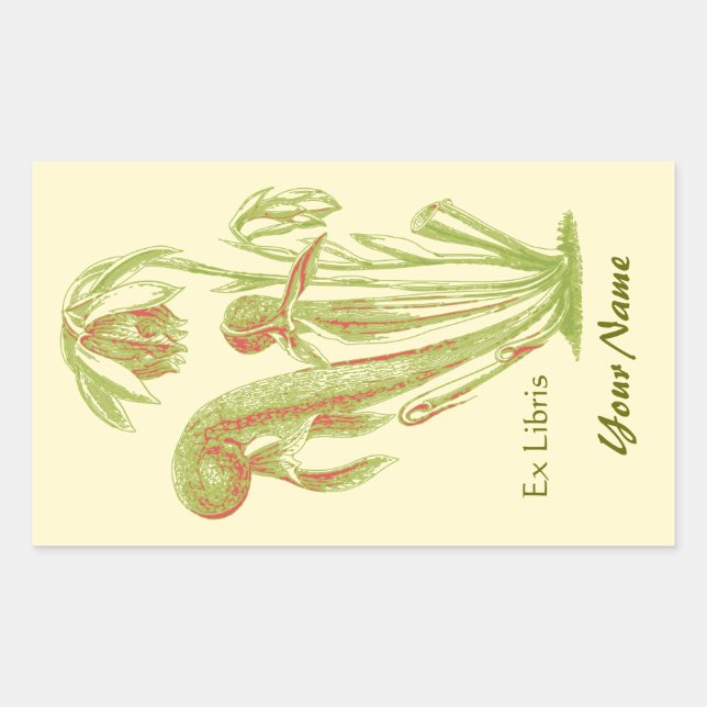 Ex Libris Floral Book Plate Stickers (Front)