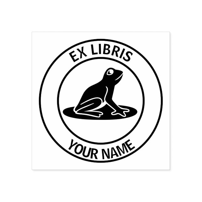 Ex libris frog bookplate rubber stamp (Imprint)