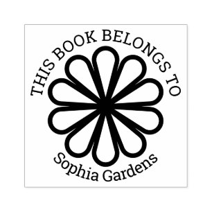 Ex Libris - Geometric Flower 07 Rubber Stamp