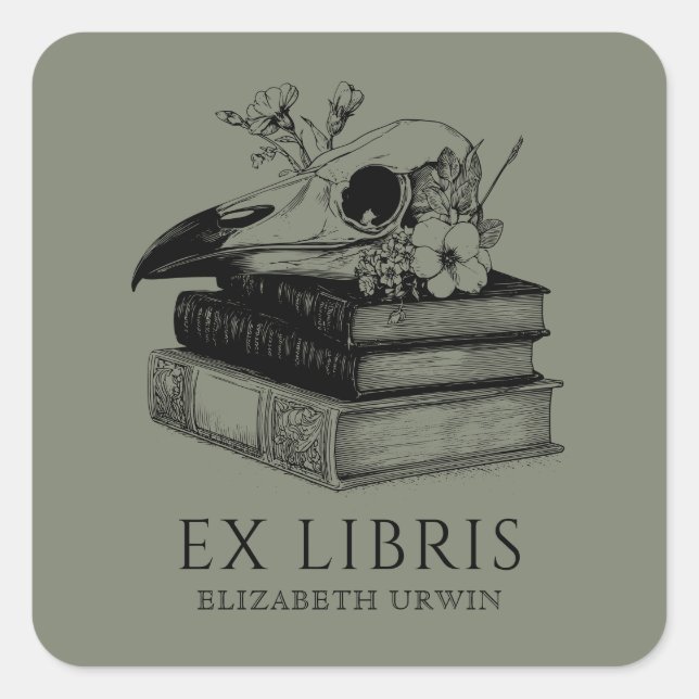 Ex Libris Gothic Custom Bookplate Sticker (Front)