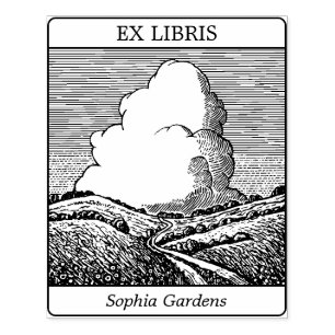 Ex Libris - Imaginary Landscape with Cloud v2 Rubber Stamp