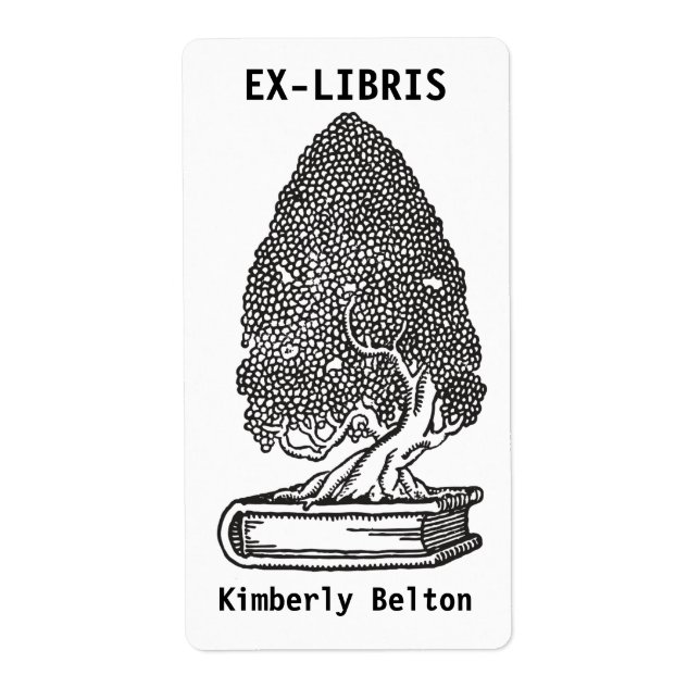 Ex-libris letterpress style arbre bibliothèque (Devant)