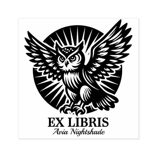 Ex Libris - Librarian Owl Rubber Stamp (Imprint)