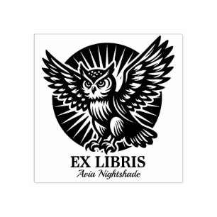Ex Libris - Librarian Owl Rubber Stamp