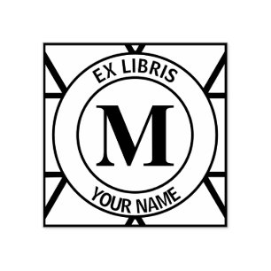 Ex libris Monogram bookplate Rubber Stamp