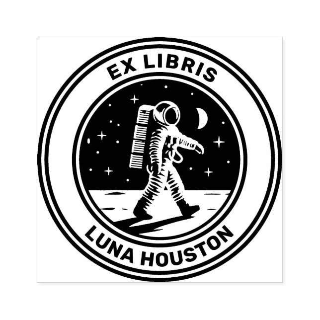 Ex Libris - Moon Walk Rubber Stamp (Imprint)