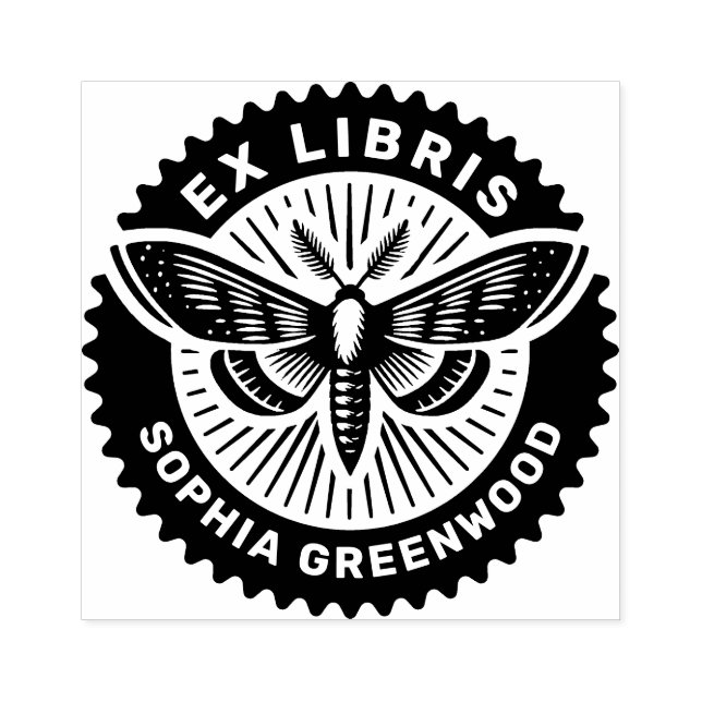 Ex Libris - Moth Rubber Stamp (Imprint)
