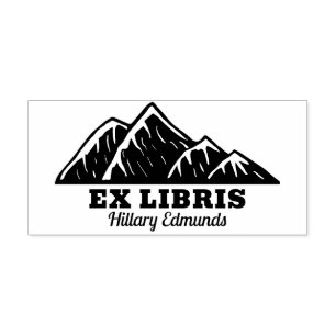 Ex Libris Mountains Rubber Stamp