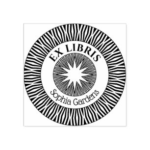 Ex Libris Mystical Star Burst Rubber Stamp