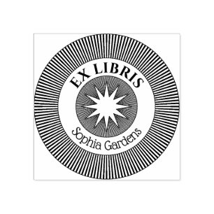 Ex Libris Mystical Star Burst v8 Rubber Stamp