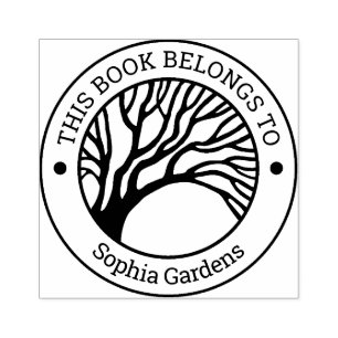 Ex Libris - Overhanging Tree Rubber Stamp