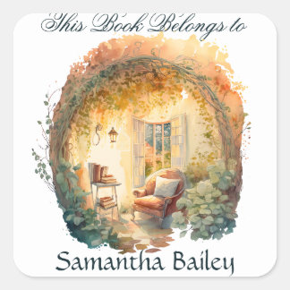 Ex Libris Personalised Bookplate Square Sticker