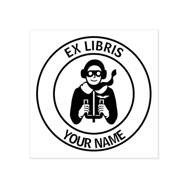 Ex libris pilot bookplate rubber stamp (Imprint)