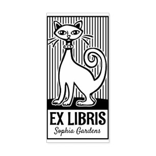 Ex Libris - Retro Cat v2 Rubber Stamp