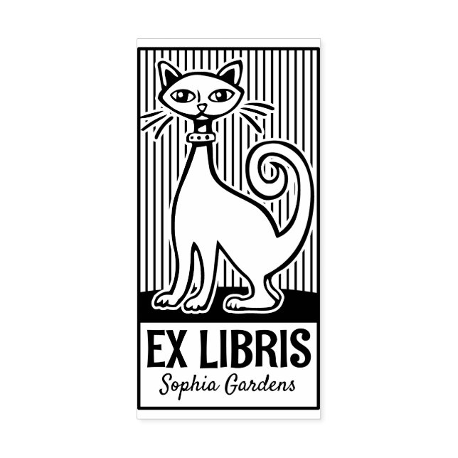 Ex Libris - Retro Cat v2 Rubber Stamp (Imprint)