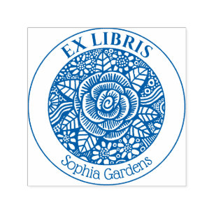 Ex Libris - Rose Drawing Self-inking Stamp