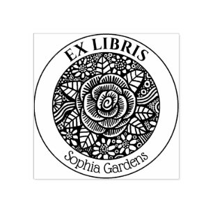 Ex Libris - Rose Drawing Self-inking Stamp