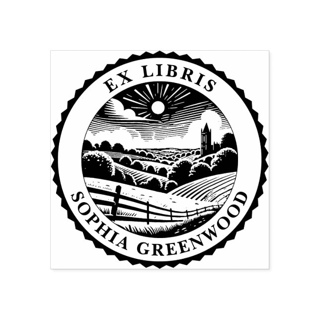 Ex Libris - Rural Landscape 03 Rubber Stamp (Imprint)