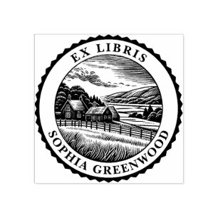 Ex Libris - Rural Landscape 04 Rubber Stamp