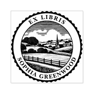 Ex Libris - Rural Landscape 06 Rubber Stamp