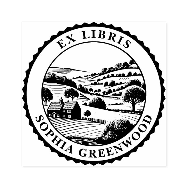 Ex Libris - Rural Landscape 07 Rubber Stamp (Imprint)