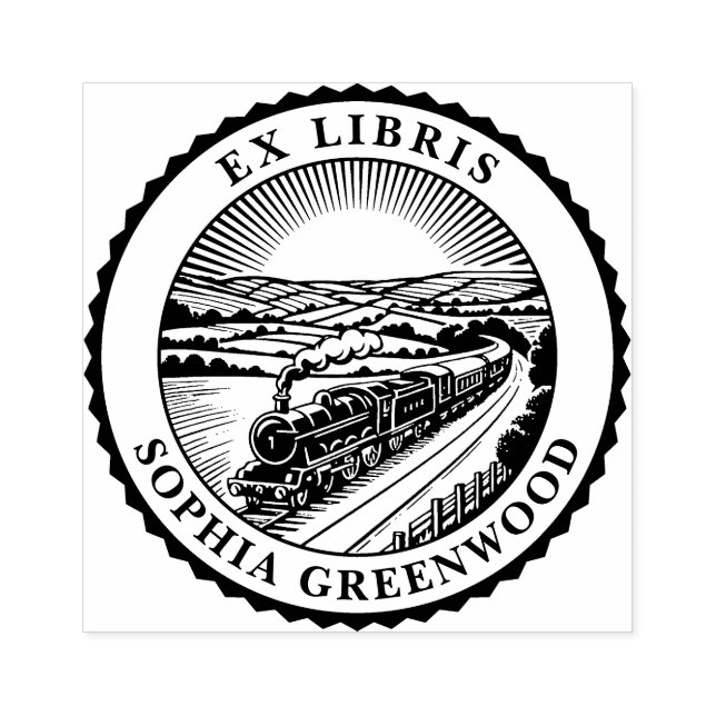 Ex Libris - Rural Train Rubber Stamp (Imprint)