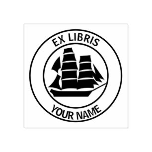 Ex libris sailing ship bookplate rubber stamp