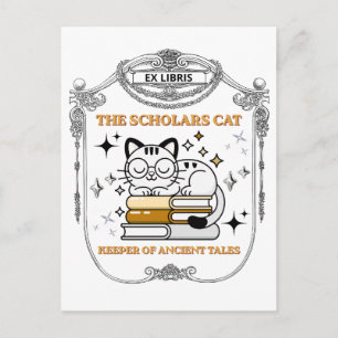 Ex Libris Scholar Cat Dark Academia Postcard