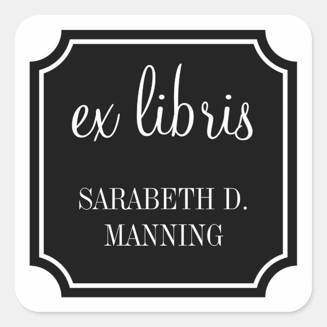 Ex Libris Square Mansard Border Bookplate Square Sticker (Front)