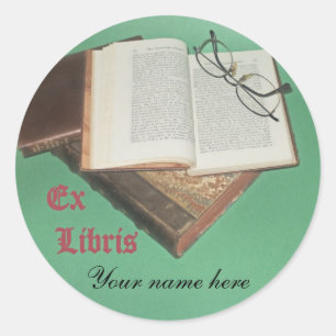 Ex Libris sticker, Classic Round Sticker