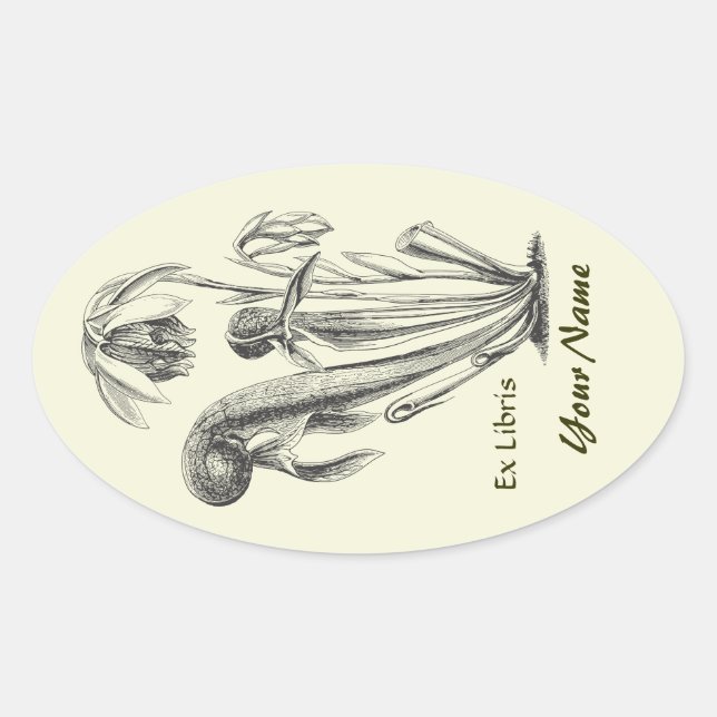 Ex Libris Stickers Botaniques Vintages (Devant)