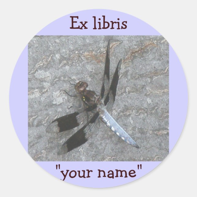Ex Libris Stickers Dragonfly à Customiser (Devant)