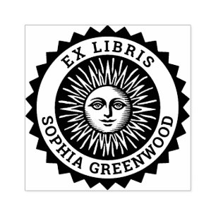 Ex Libris - Sun Face Rubber Stamp