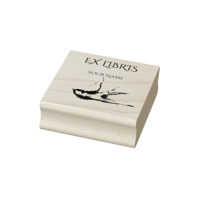 EX LIBRIS - swallow bird Rubber Stamp (Stamp)