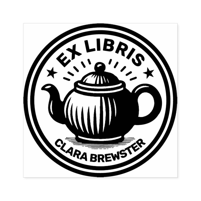 Ex Libris - Tea Pot Rubber Stamp (Imprint)