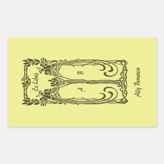 Ex Libris vintage peacocks add name initials Sticker