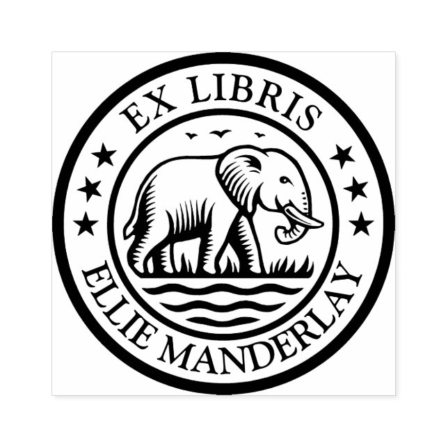 Ex Libris - Walking Elephant Rubber Stamp (Imprint)