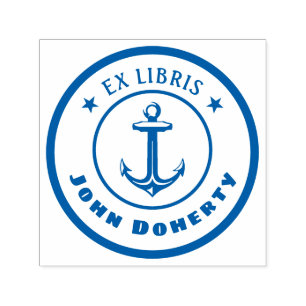 Ex Libris with anchor   Personalizable Self-inking Stamp