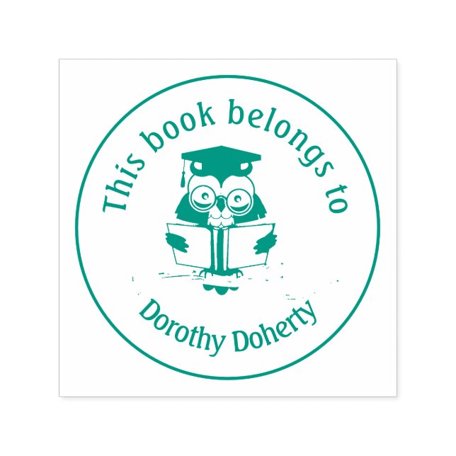 Ex Libris with reading Owl | Personalizable Self-inking Stamp (Design)