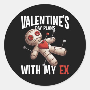 Ex Lover Voodoo Doll Valentines Day Plan Funny Rev Classic Round Sticker