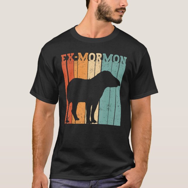 Ex Mormon Tapir Horse LDS Retro Exmo Ex-Mormon T-Shirt (Front)