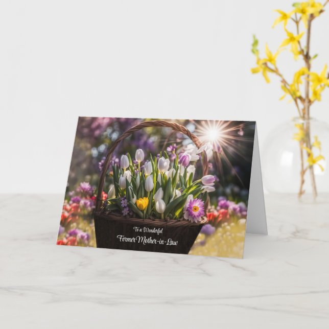 Ex Mother in Law Happy Mothers Day Pretty Basket  Card (Yellow Flower)