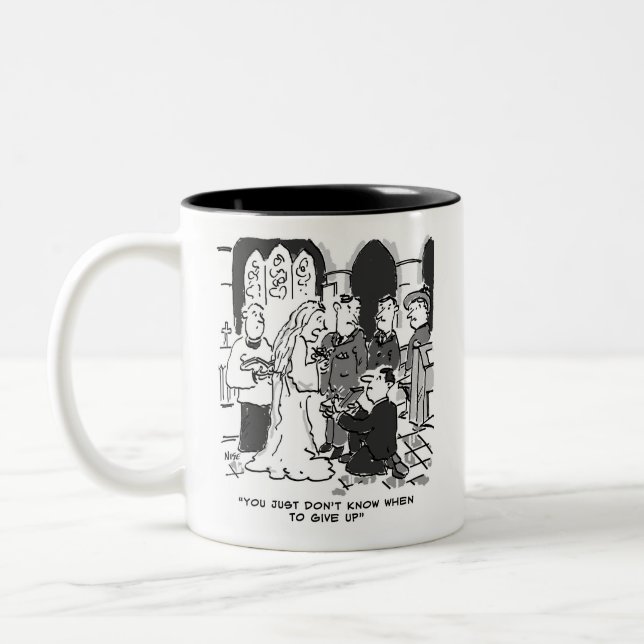 Ex proposes to a Bride at her Wedding - Funny Two-Tone Coffee Mug (Left)