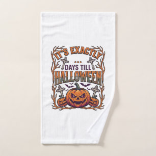 Exactly Days Till Halloween Jack Lantern Bats_1 Hand Towel