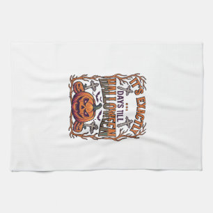 Exactly Days Till Halloween Jack Lantern Bats_1 Kitchen Towel