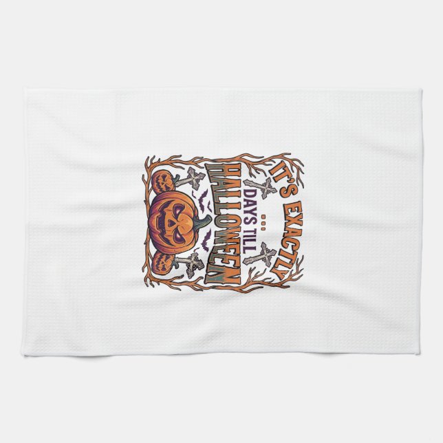 Exactly Days Till Halloween Jack Lantern Bats_1 Kitchen Towel (Horizontal)