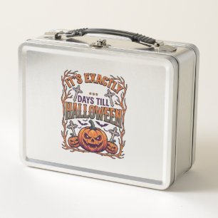 Exactly Days Till Halloween Jack Lantern Bats_1 Metal Lunch Box