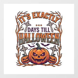 Exactly Days Till Halloween Jack Lantern Bats_1 Window Cling
