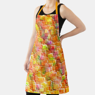 Exaggerated mess of embossed square overlays throw apron