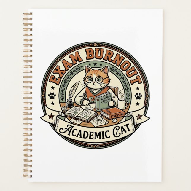 Exam Burnout Academic Cat Exam Burnout Academic Ca Planner (Front)
